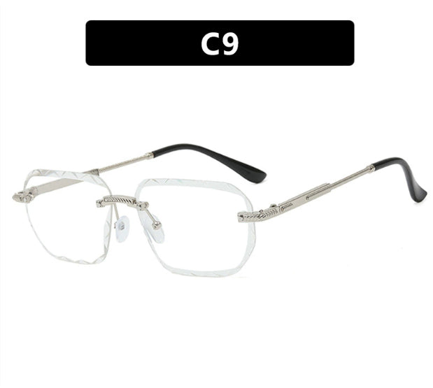 Frameless Trimming Square Small Frame Sunglasses Metal Female