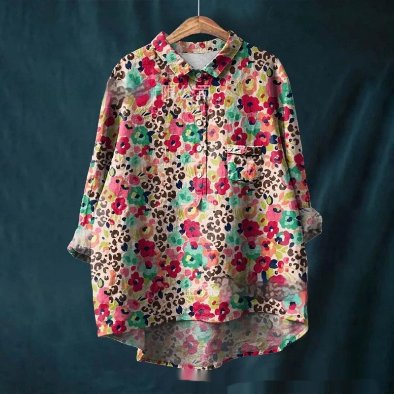 Women's Stretch Print Hawaiian Style Shirt