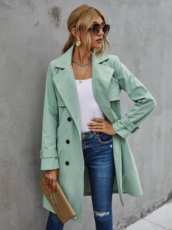 Belted temperament commuter Korean women's trench coat
