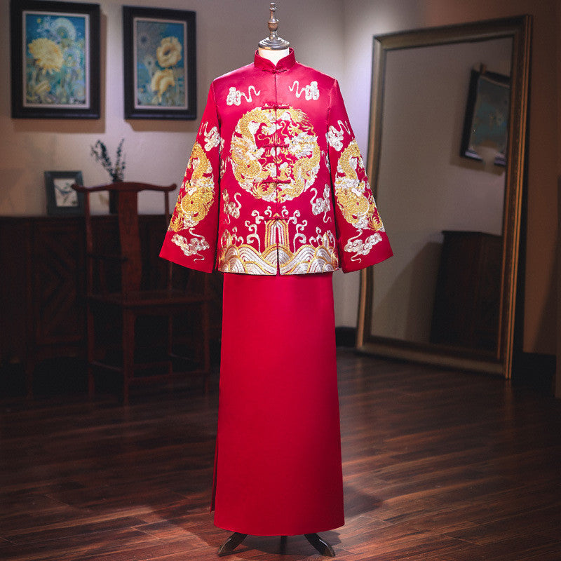 Bridal Slimming Toast Dress Plus Size Chinese Wedding Dress Formal Attire Horse Face Skirt