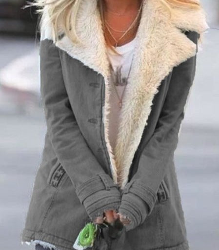 Women's Plus Velvet Thick Warm Cotton Coat