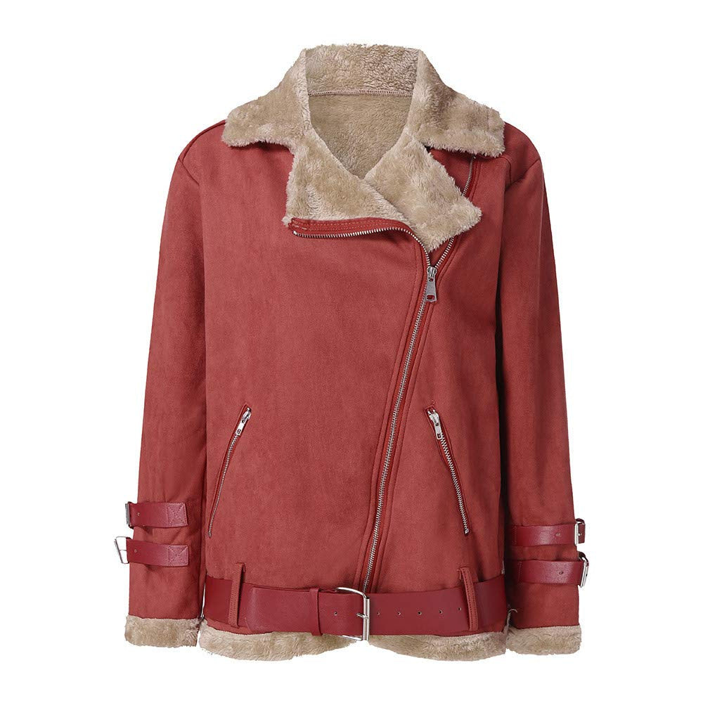 Women's motorcycle deerskin lamb wool coat