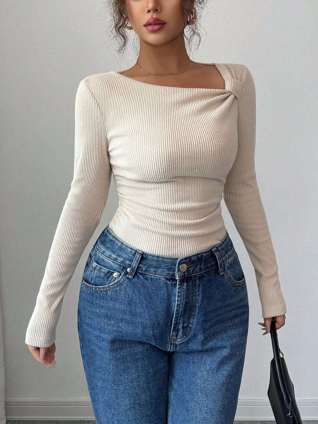 Korean Style Pleating Irregular Design Top