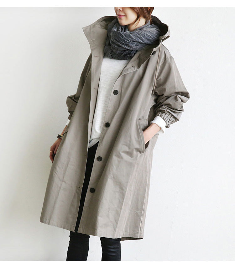 Oversized Women's Mid-Length Loose Windbreaker Jacket