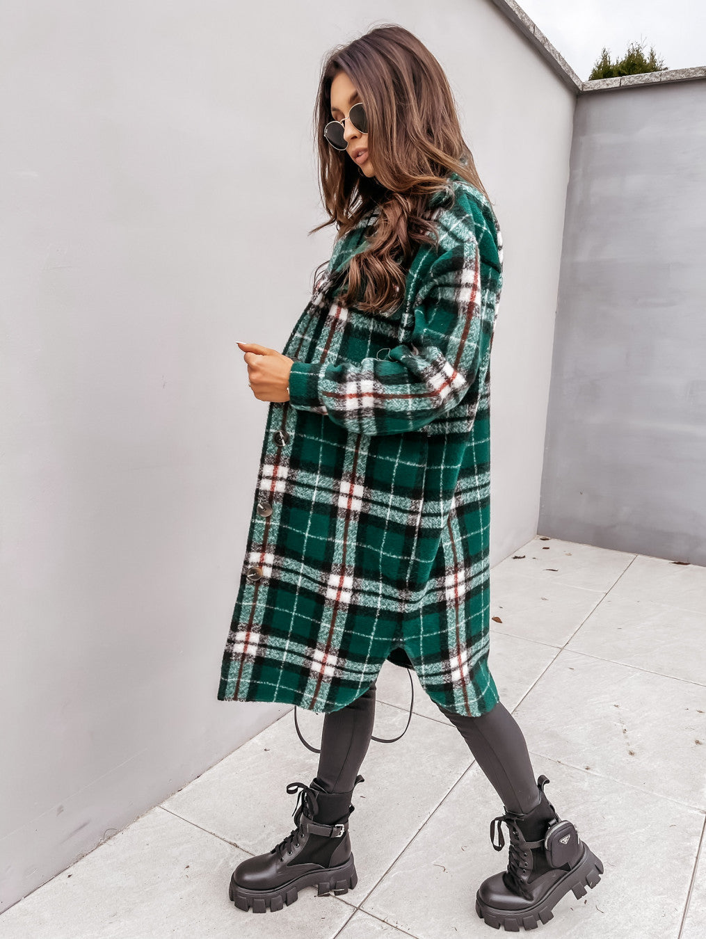 Autumn And winter Long-sleeved Plaid Printed Shirt Jacket