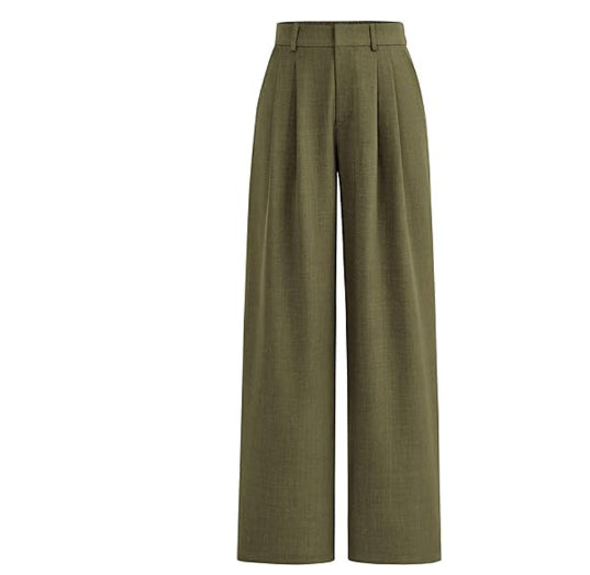 Women's French-style Pleated High-waist Wide-leg Trousers