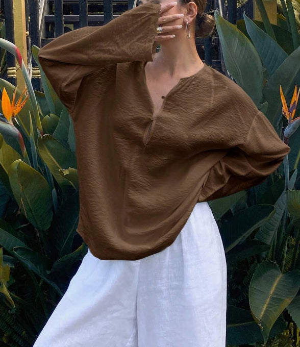 Round Neck Casual Summer Shirt For Women