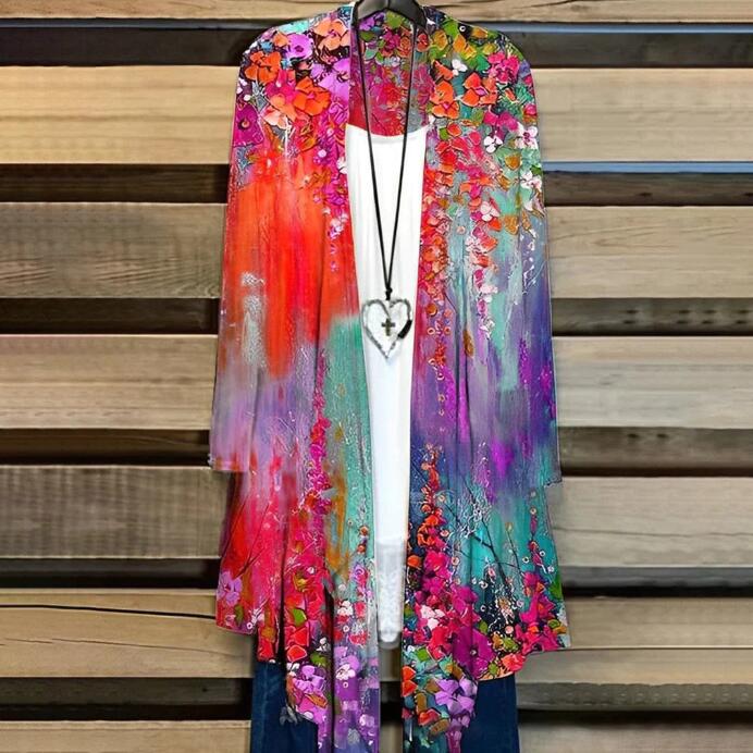 Kvinders Farve Oliemaleri Casual Cardigan