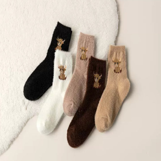 Fleece-lined Thickened Warm Thick Socks Women's Mid-calf Socks Autumn And Winter