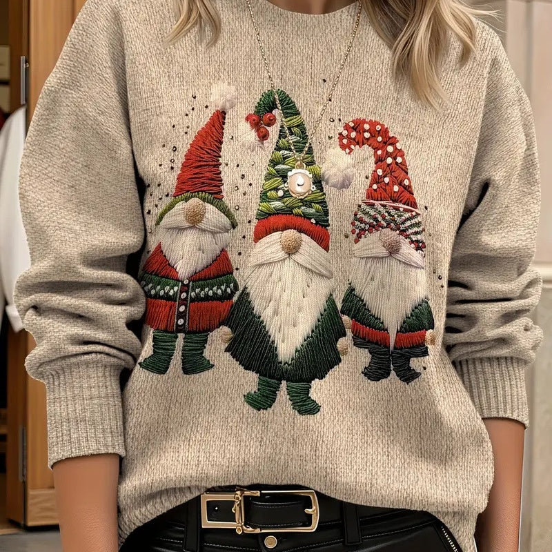 Christmas Sweater Santa Claus Round Neck Pullover