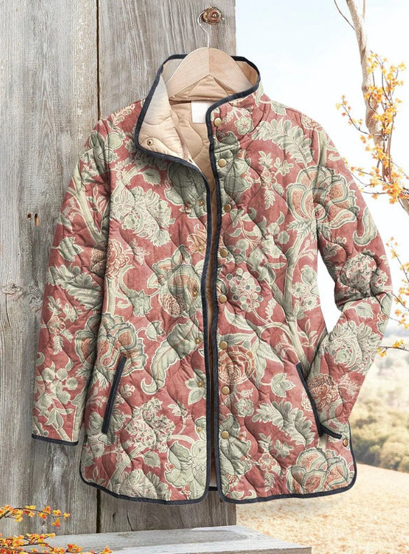 New Stand Collar Autumn And Winter Button Women's Gradient Cotton-padded Sweater