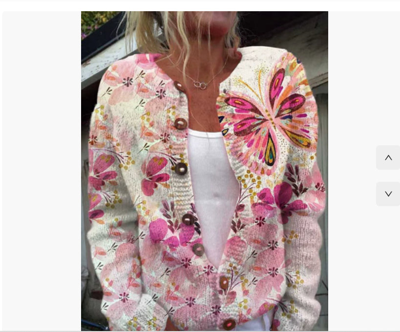 New 3 Printed Cardigan Knitted Coat Women