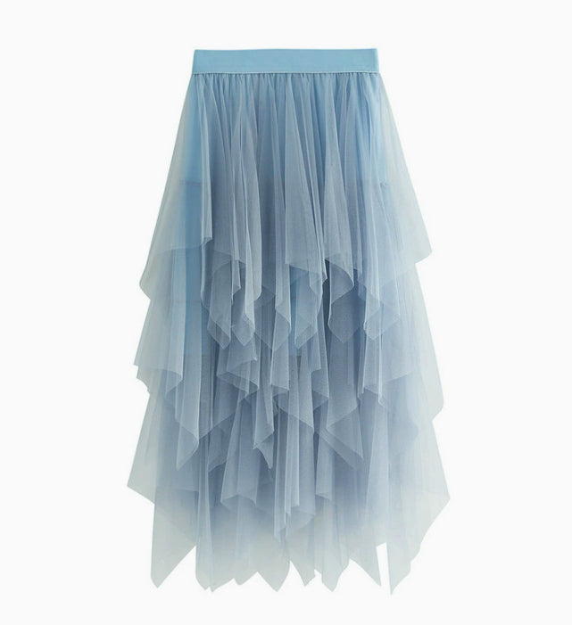 Women's High Waist Irregular Gauze Skirt
