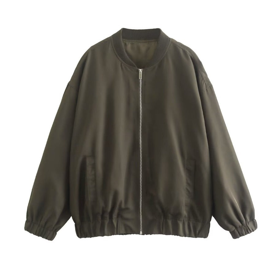 Women's Fashion Stand Collar Loose Flight Jacket