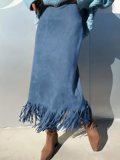 Women's Fashionable Elegant Long Suede Skirt Comfortable Slim Fit