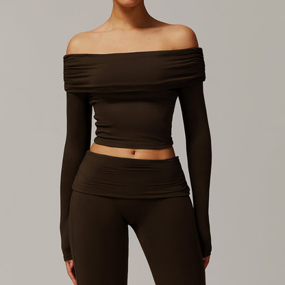 Casual Long Sleeve Yoga Wear Women's Off-shoulder Outdoor All-matching