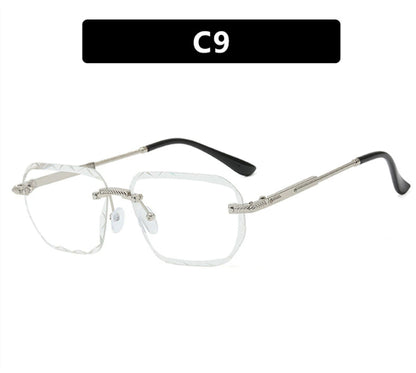 Frameless Trimming Square Small Frame Sunglasses Metal Female