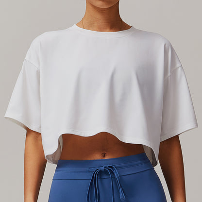 Brushed Sports Short-sleeved Top Comfortable Round Neck