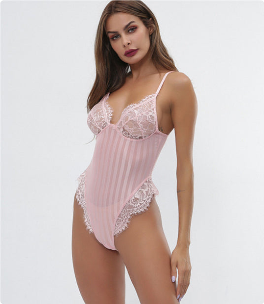 Women's Lace Pajama Suspenders Jumpsuit