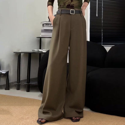 White High-waist Trousers Fashion Loose Casual Pants