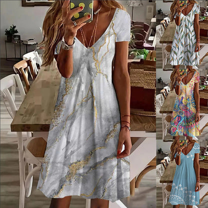 Printed Women's Household Short-sleeved Dress