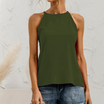 Spring And Summer Sleeveless Halter Pure Color All-matching Vest
