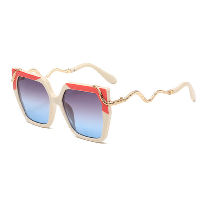 Retro Square Snake Pattern Temple Sunglasses For A Stylish