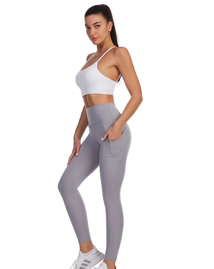 High-waisted Butt-lifting Slim-fit Sports Leggings With Side Pockets