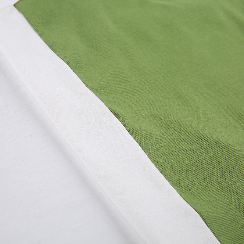 Basic Model Clashing Color Patchwork One-piece Neck Small Camisole Top