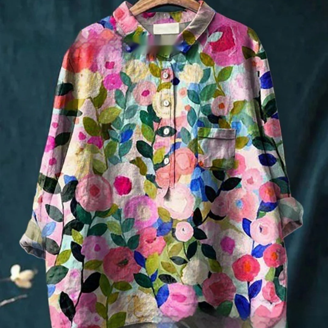 Women's Loose Printed Round Neck Shirt