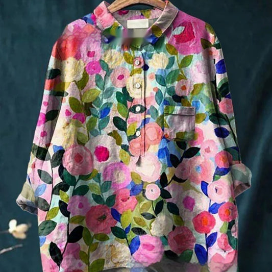 Women's Loose Printed Round Neck Shirt