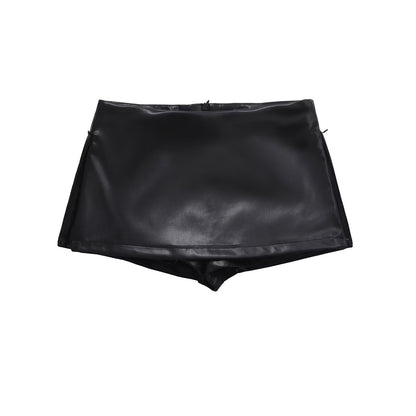 Low Waist Mini Zipper PU Leather Hip Skirt