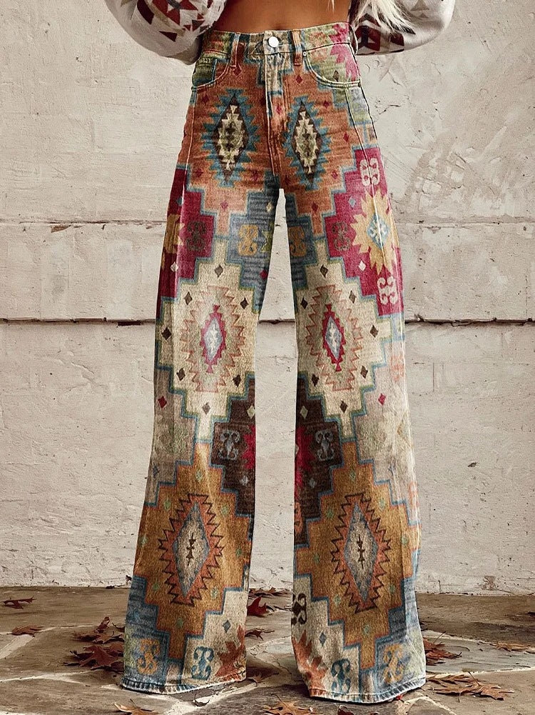 Women's Casual Pants Thin Imitation Jeans Wide Leg