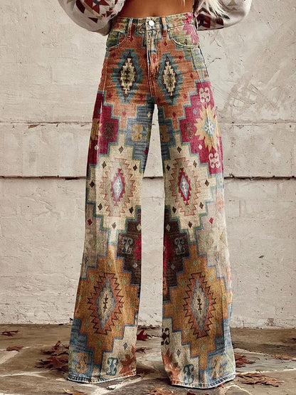 Women's Casual Pants Thin Imitation Jeans Wide Leg