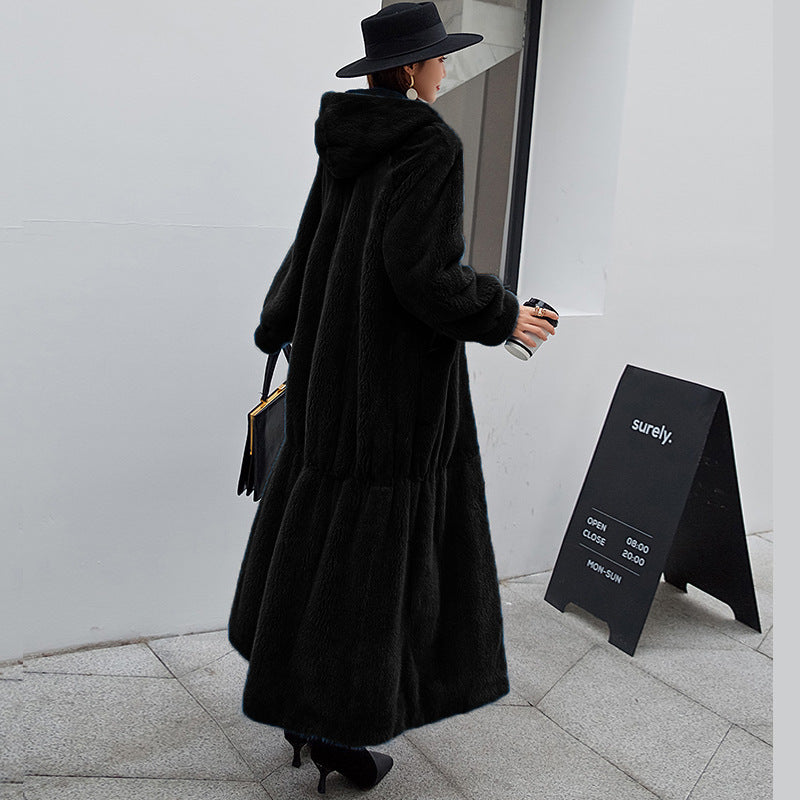 New Fur Coat Women's Hooded Long Coat