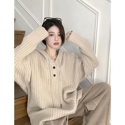 Thick Loose Mid-length Long Sleeve Top Idle Style Hooded Sweater