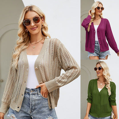 Women's Fashion Versatile V-neck Knitted Sweater