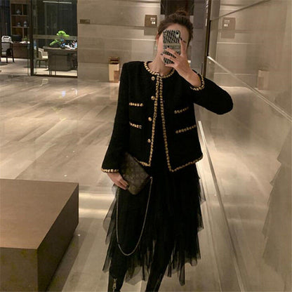 Versatile Black Women's Jacket For Spring And Autumn