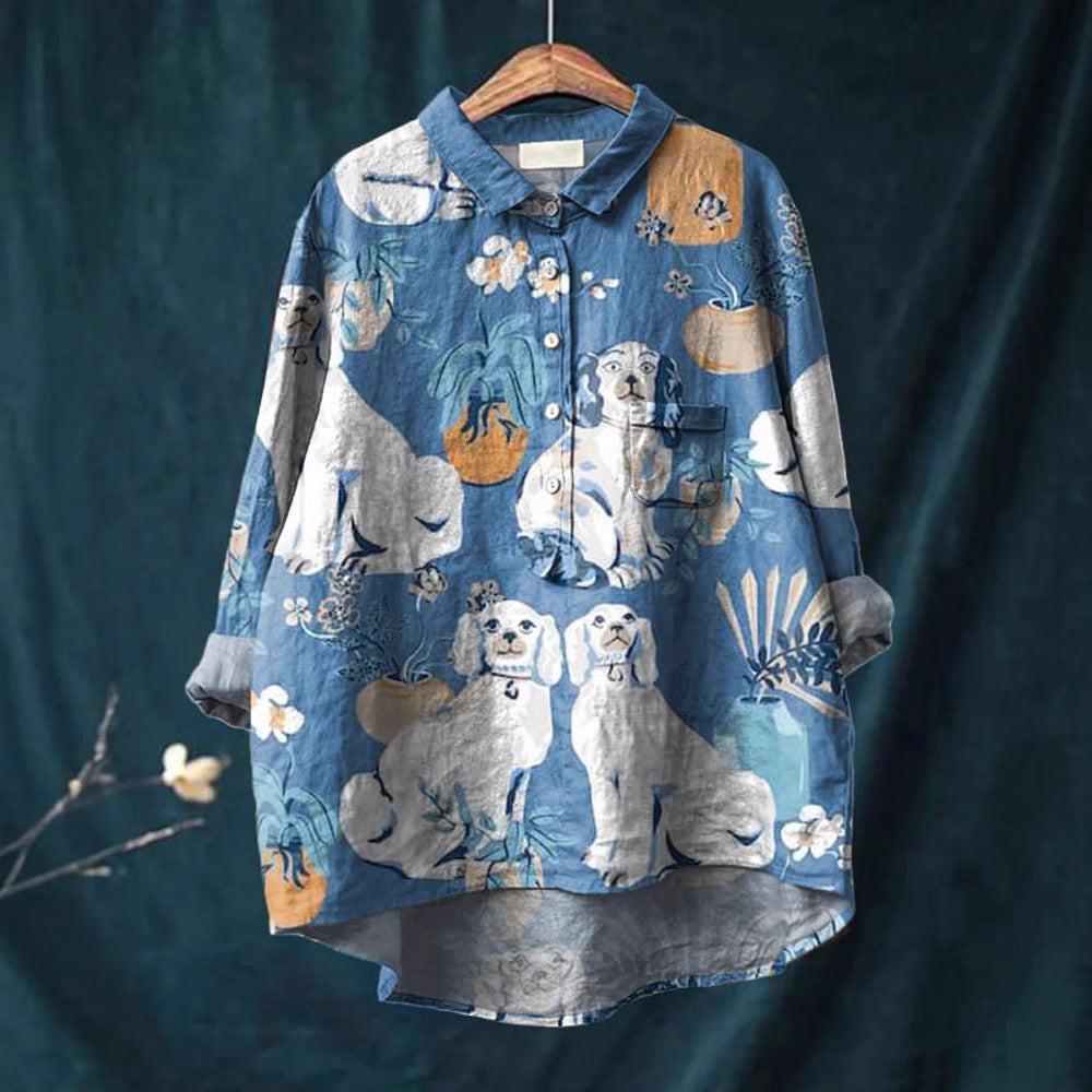 Women's Stretch Print Hawaiian Style Shirt