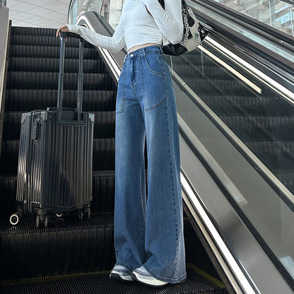 Women's High Waist Straight Jeans Loose Wide Leg
