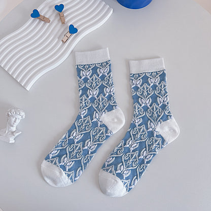 Women's Blue-toned Mid-calf Socks