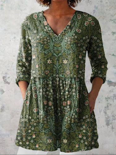 Women's Shirt Pocket Creative Fish Pattern Vacation Style Top