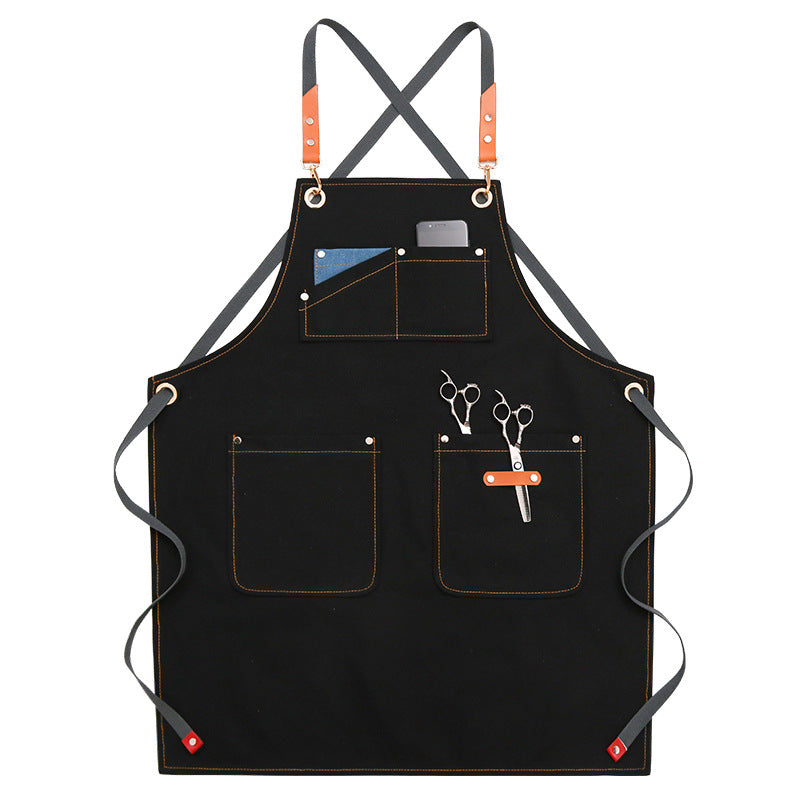 Apron Female Milk Tea Shop Barber Baking Word Denim Overalls