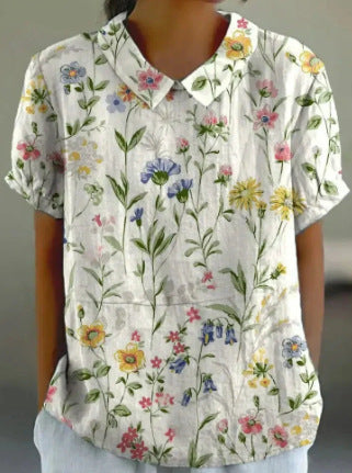 Digital Printing Loose Casual Women's T-shirt Polo Shirt