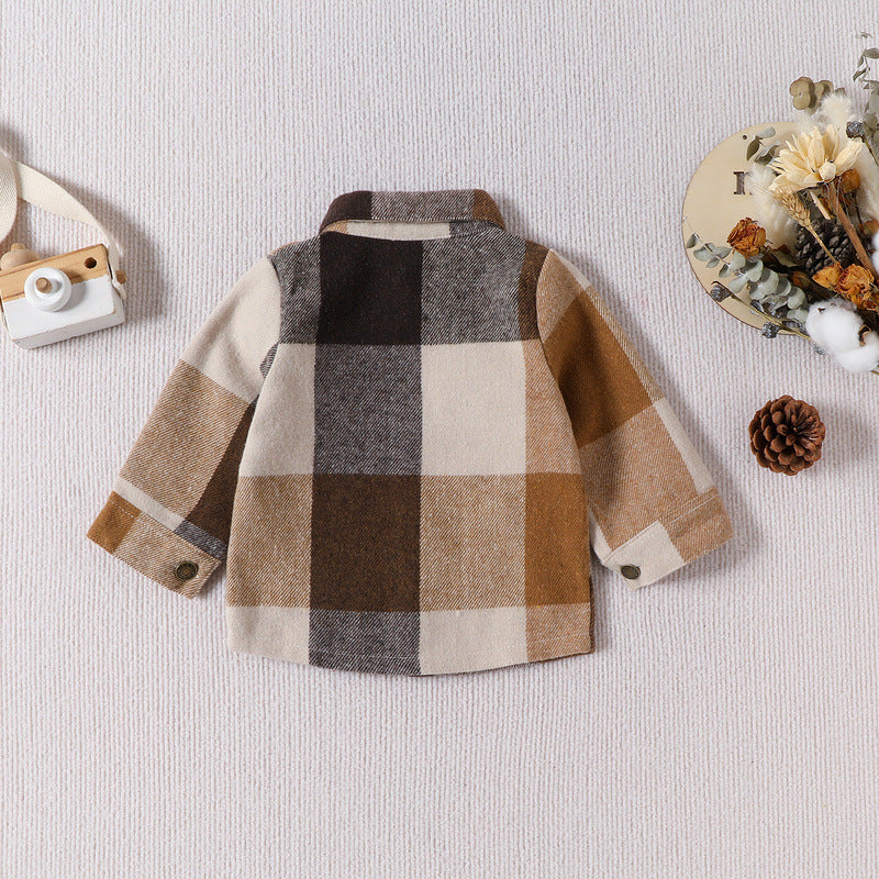 Long Sleeve Plaid Shirt With Pocket Autumn
