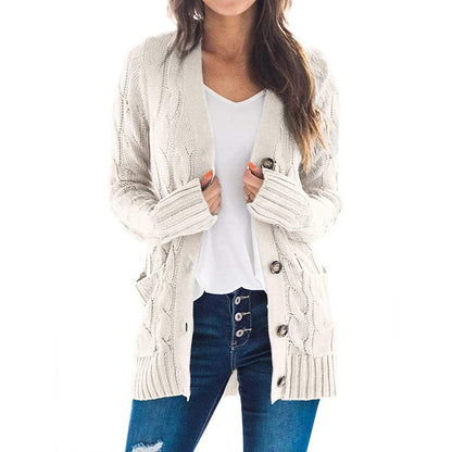 V-neck long-sleeved sweater coat