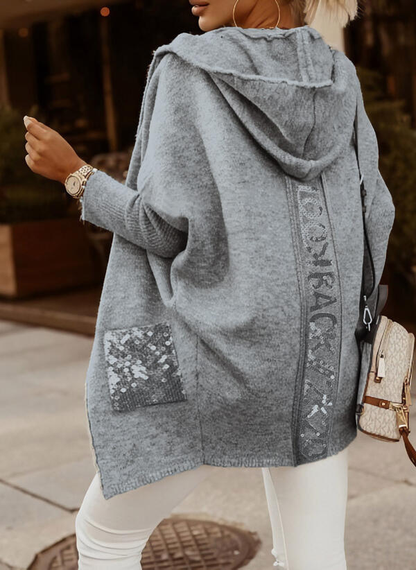 Hooded Temperament Printed Loose Zipper Sweater Coat