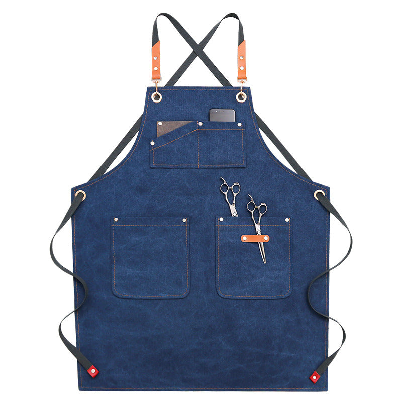 Apron Female Milk Tea Shop Barber Baking Word Denim Overalls