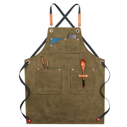 Apron Female Milk Tea Shop Barber Baking Word Denim Overalls