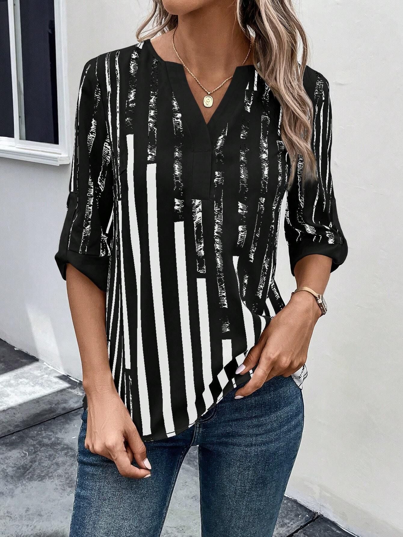 Double Matching Contrast Color Positioning Flower Half-sleeve Shirt Women's Top